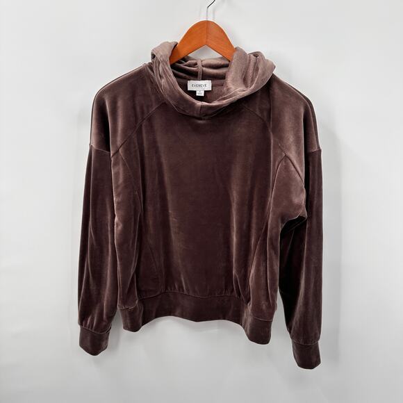 EVEREVE Brown Cozy Velour Hooded Sweatshirt // S - Picture 1 of 7